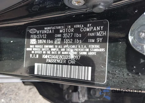 2012 Hyundai Accent Gls из США, поврежденный, VIN KMHCU4AE8CU236097